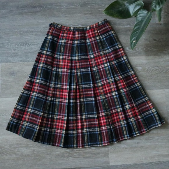 Vintage red tartan plaid pleated skirt - Picture 4 of 8